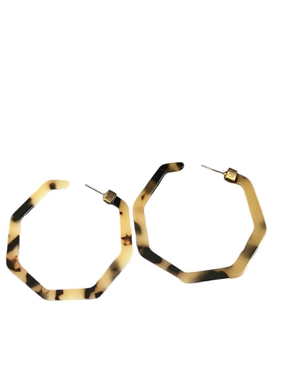 Women's Unbranded Animal Print Brown & Cream Octagon Hoop 2 and a half IEarrings